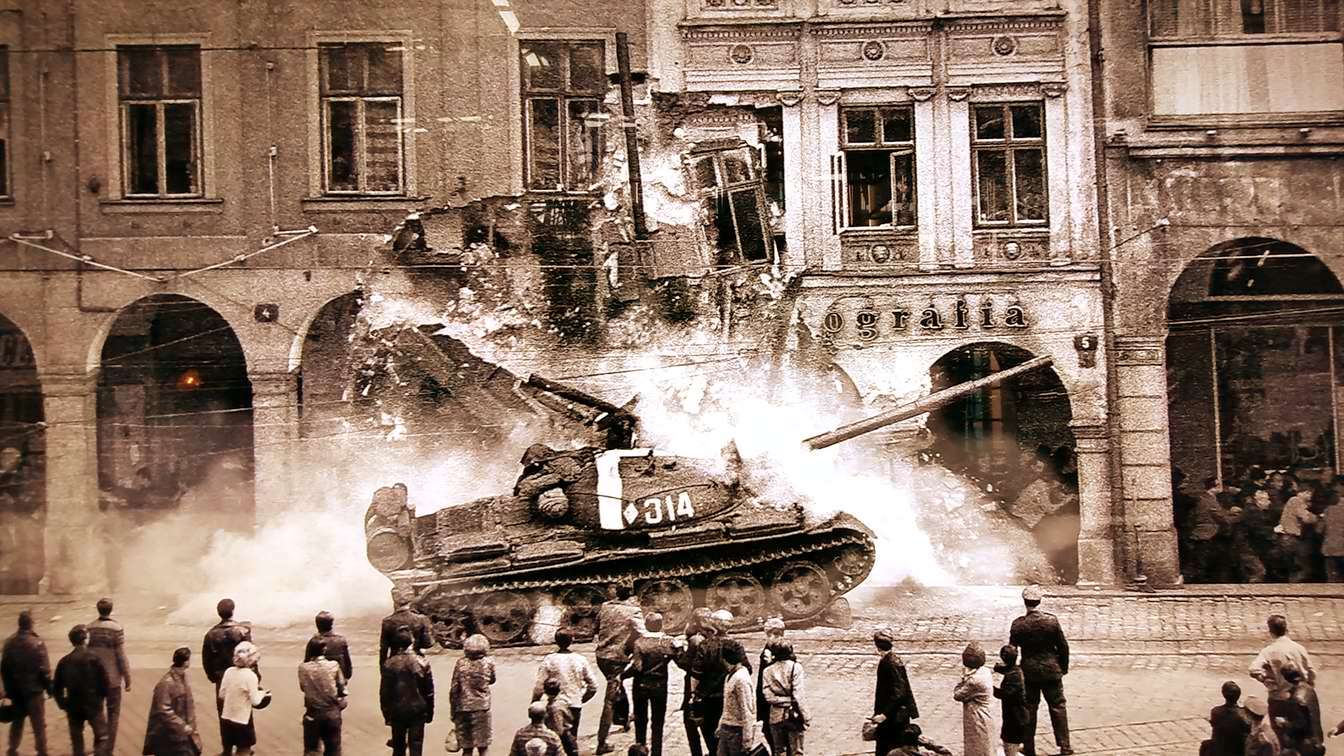 1968 Russian invasion tanks in Liberec